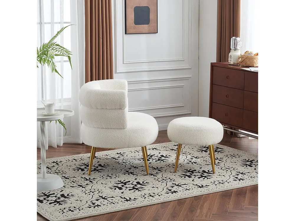 Fauteuil badstof met voetsteun - Wit