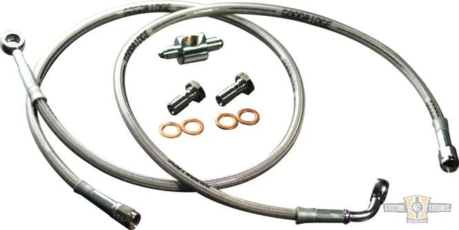 OEM Style Brake Line Kit Roestvast Steel Clear Coated 45,75" Harley-Davidson