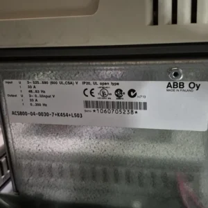 25 hp, 600 Volt, 3-ph VFD ACS800-04-0030-7+K454+L503