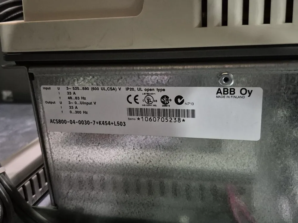 25 hp, 600 Volt, 3-ph VFD ACS800-04-0030-7+K454+L503