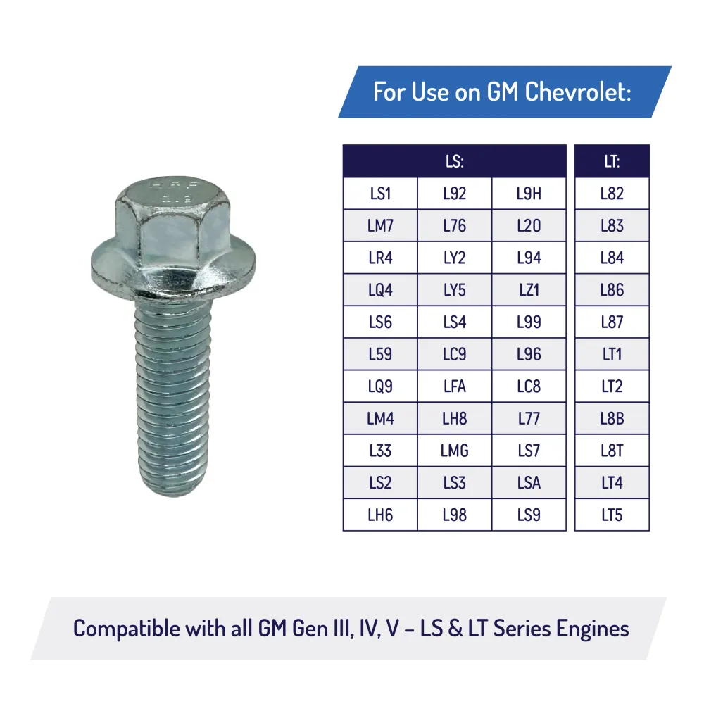 Timing Chain Cover Hex Flange Bolts LS/LT Engines - LS1, LS2, LS3, LSX, LT1, LT2