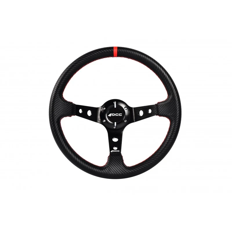 VOLANTE DESPLAZADO MOD. TRACK VINILO GRAFIET LOOK BRAZOS NEGROS OCC MOTORSPORT Nomex Materiaal