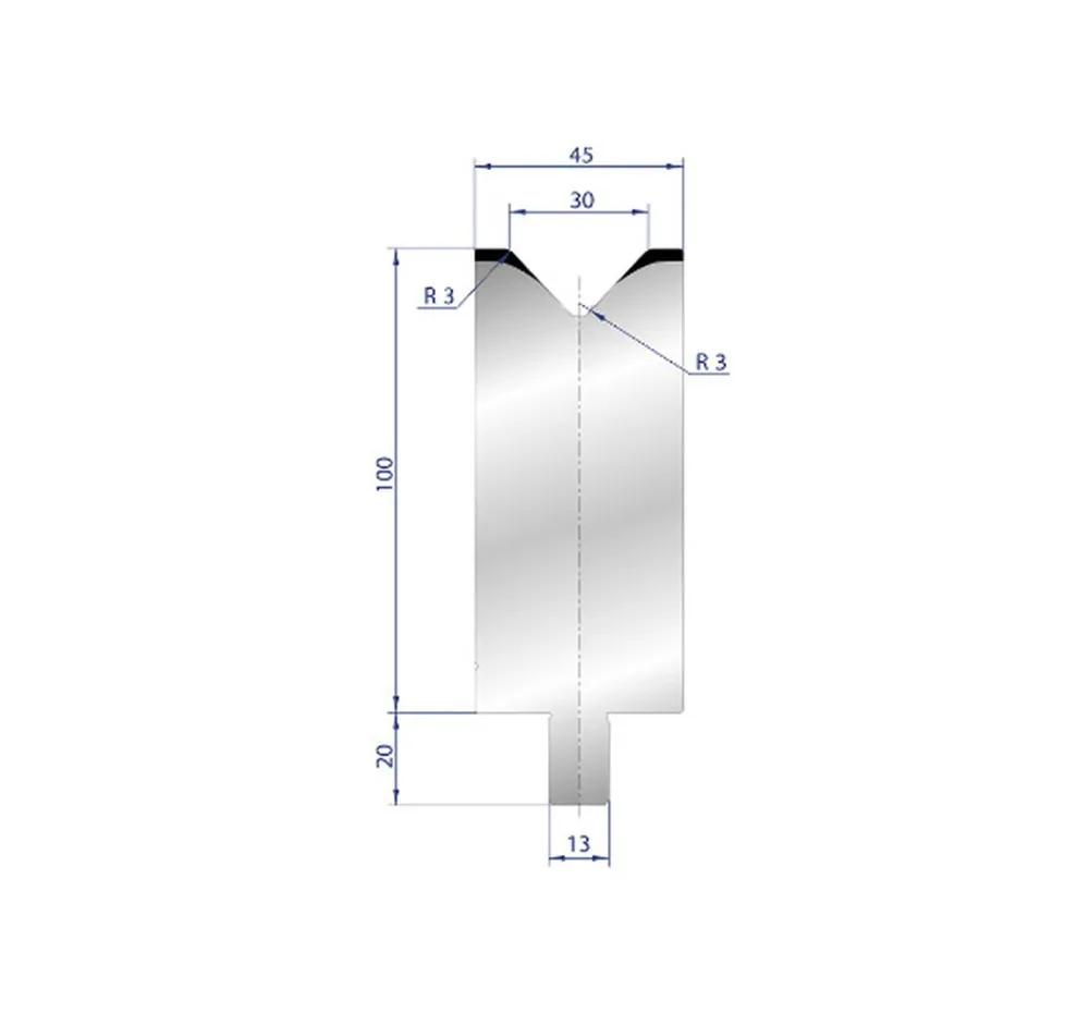 Part No. 3130 @ 500mm 86 Degree Individueel V Die