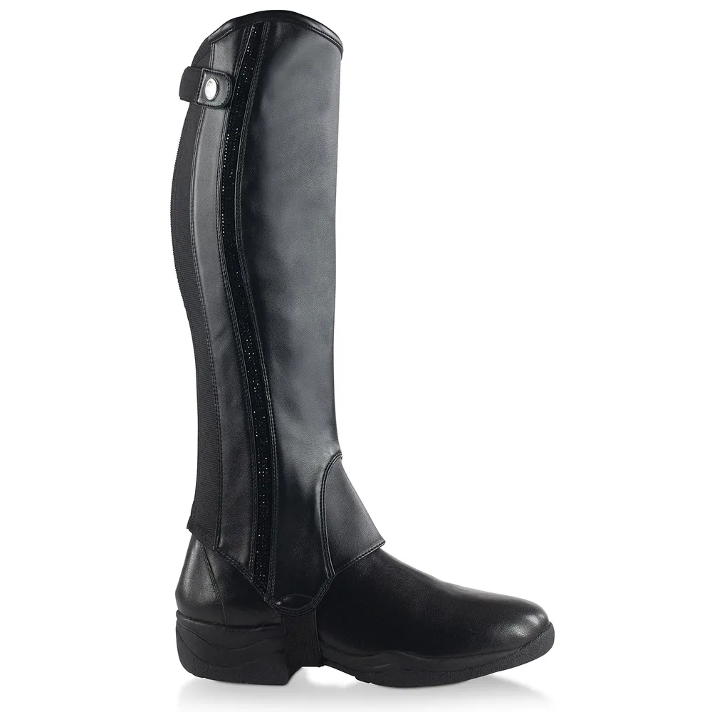 Sabrina Women's PU Leather Glitter Half Chaps Zwart XS