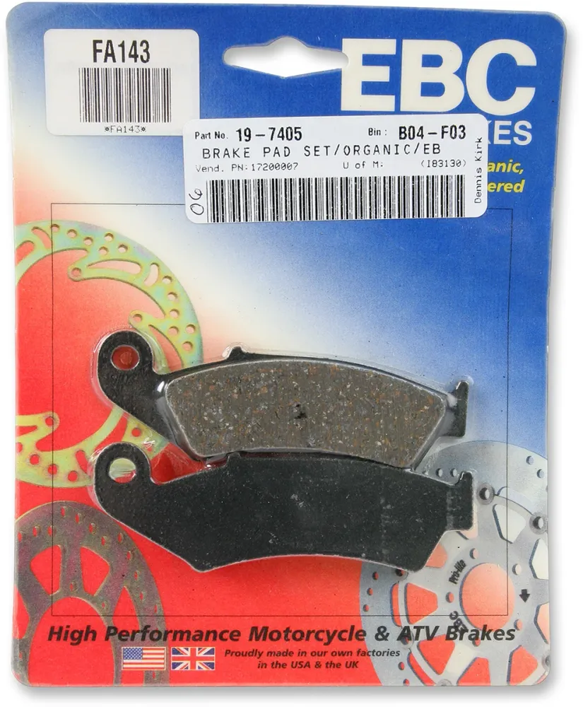 EBC BRAKE PADS AND SHOES BRAKE PAD BIOLOGISCH FA143