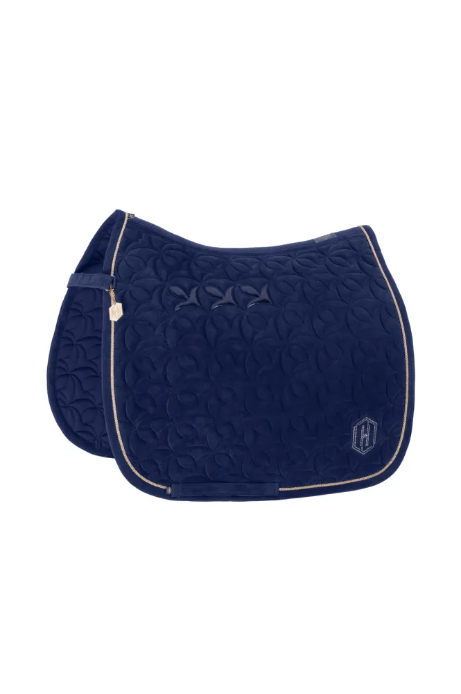 Heritage AW24 Velour Emblem Dressage Saddle Pad True Blauw F