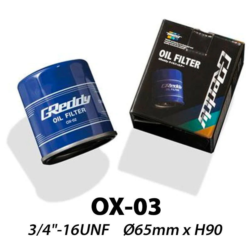 Premium Zwarte GReddy OX-03 "High Capacity" Oil Filter | 3/4"-16 UNF (Nissan CA18, RB...)