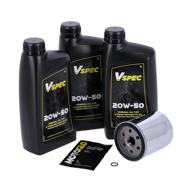 Kit Cambio De Aceite De Motor. 20W50 Minerales Para Harley Davidson Softail, FXR, Sportster ACEA E9 Goedgekeurd