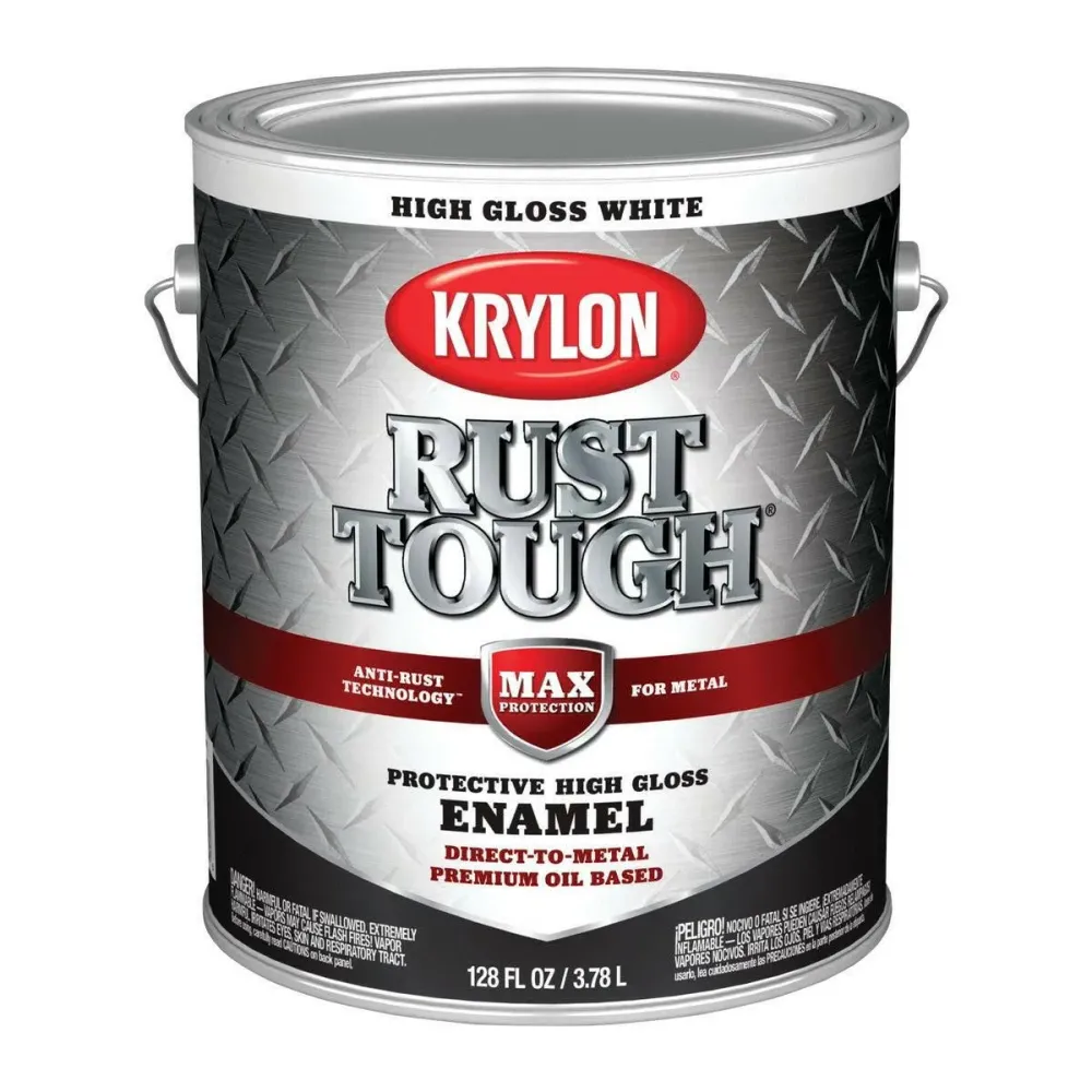 Krylon Rust Tough Rust Preventative Enamel Oil-Based Interior/Exterior (High-Gloss Melkwit, 1-Gallon) ACEA E9 Goedgekeurd