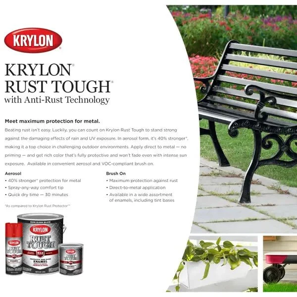 Krylon Rust Tough Rust Preventative Enamel Oil-Based Interior/Exterior (High-Gloss Melkwit, 1-Gallon) ACEA E9 Goedgekeurd