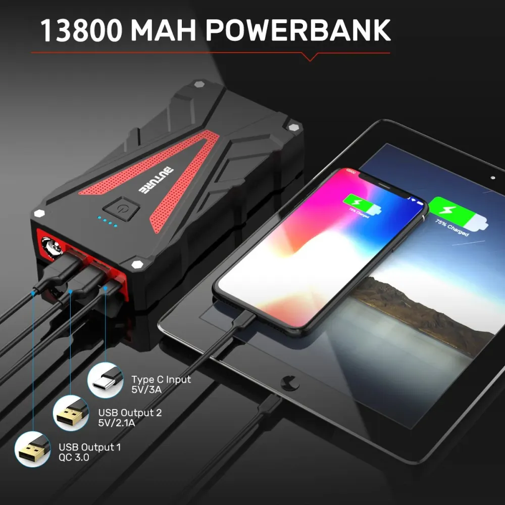 Buture BR300 Mobiel Car Battery Jump Starter 1500A