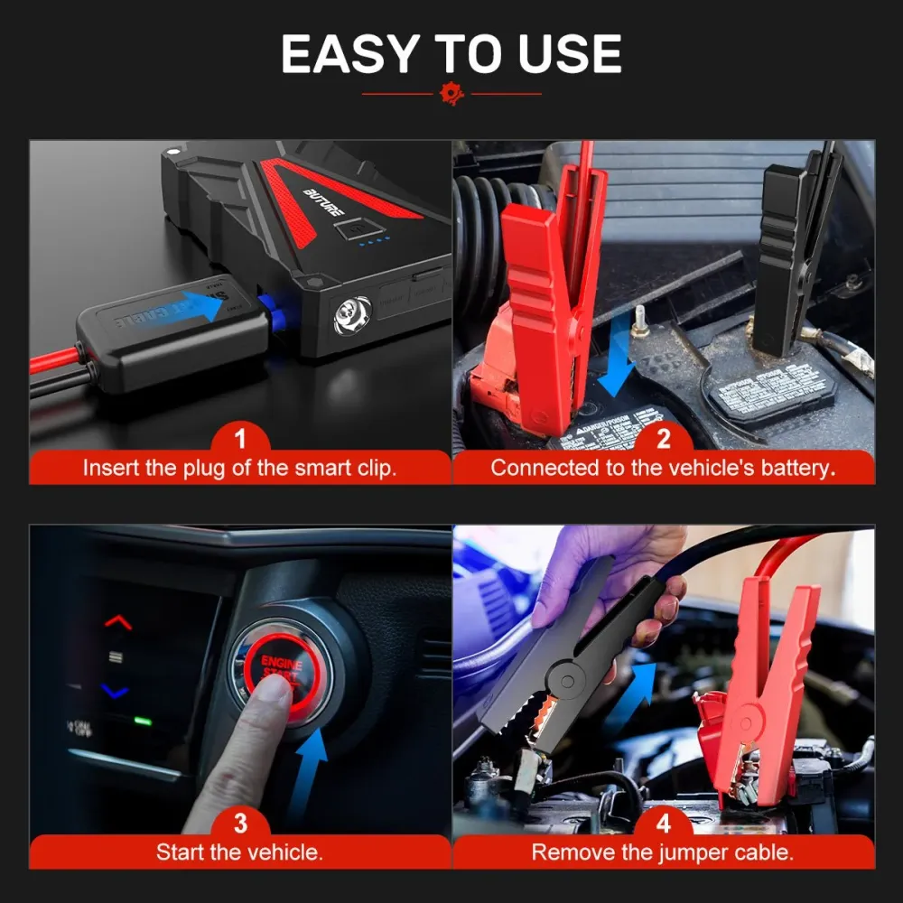 Buture BR300 Verplaatsbaar Car Battery Jump Starter 1500A