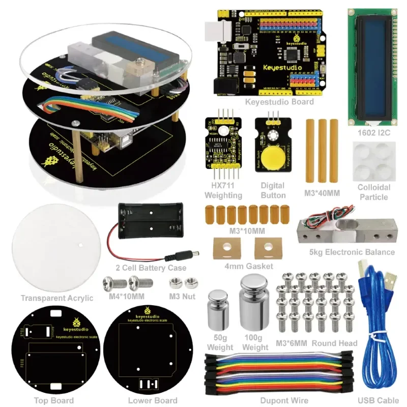 KeyeStudio DIY Electronic Scale Starter Kit UNO R3 64 Page Book Handmatig Opbergtas