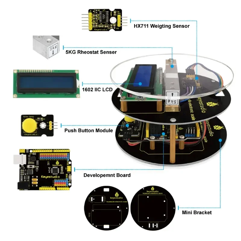 KeyeStudio DIY Electronic Scale Starter Kit UNO R3 64 Page Book Handmatig Opbergtas