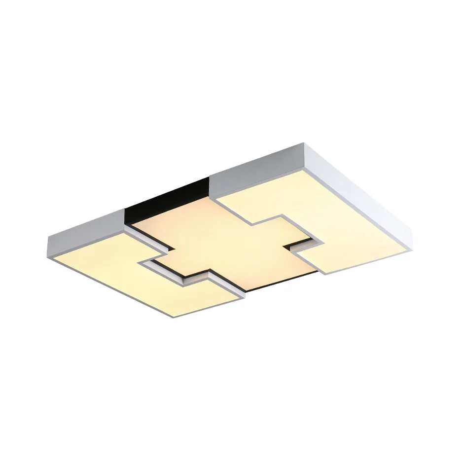 Rectangular Metal and Acrylic Flush Lighting Contemporain LED White Ceiling Mounted Light White/Third Gear Light Recess De...