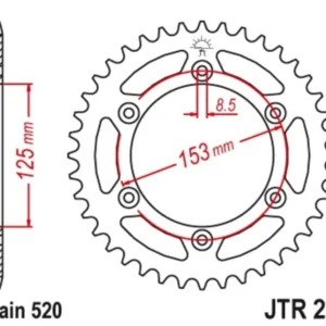 Corona JT 210 de acero con 47 dientes paso 520 autolimpiable