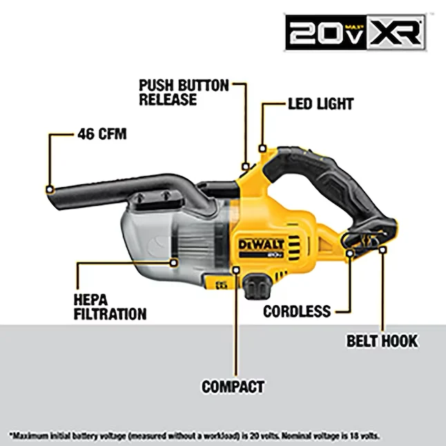 DEWALT 20-Volt Oplaadbaar Car Handheld Vacuum | UV-bestendig