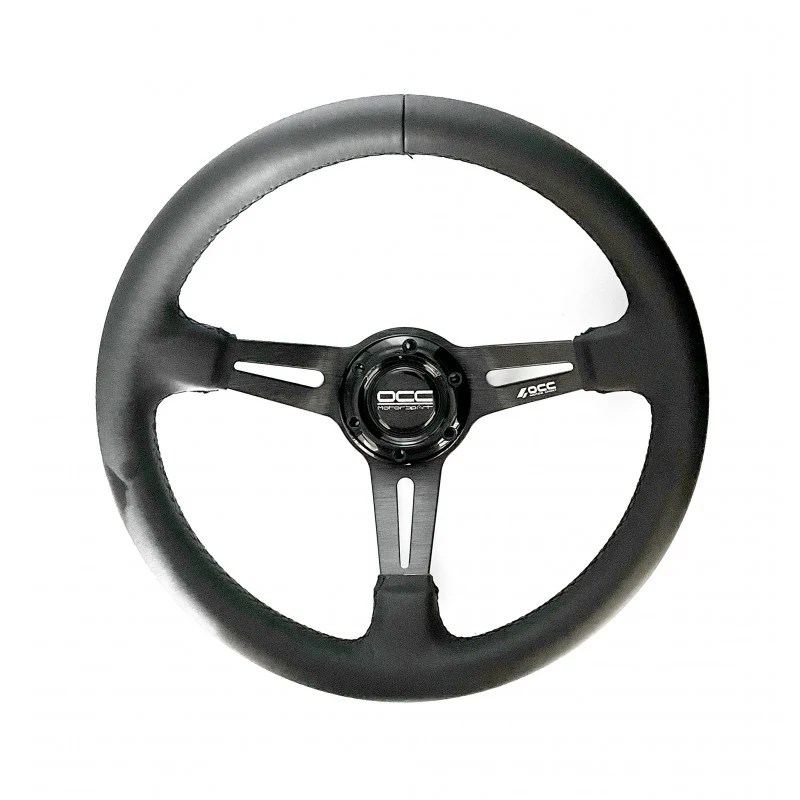 VOLANTE SEMIDESPLAZADO + PIÑ / CONO VOLANTE MOD. TIJDLOOS PIEL DE NAPPA BRAZOS NEGROS OCC MOTORSPORT