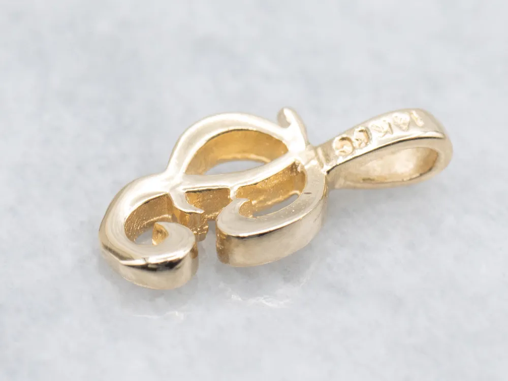 Gold Cursive Letter "P" Initial Pendant