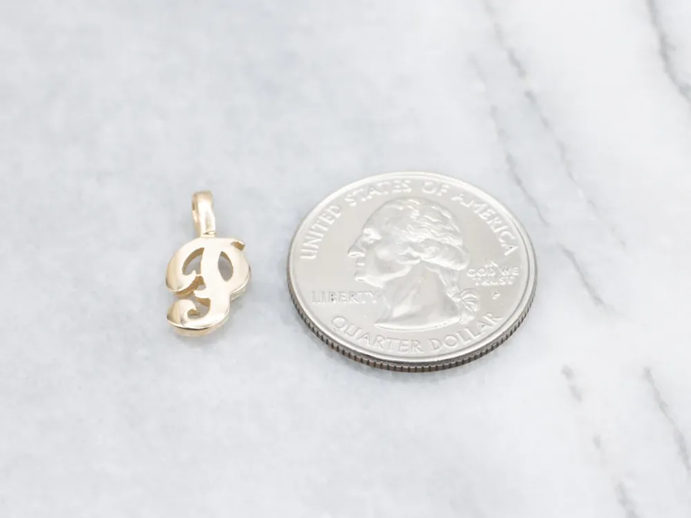 Gold Cursive Letter "P" Initial Pendant