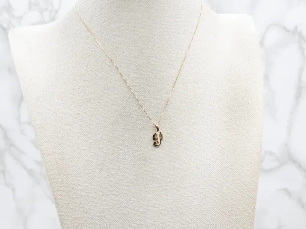 Gold Cursive Letter "P" Initial Pendant