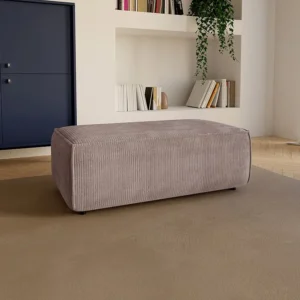 LED Verlichte Rechthoekige poef van trendy roze ribfluweel AMELIA
