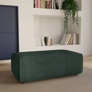 Rechthoekige poef van trendy donkergroen ribfluweel AMELIA met Schroefdraad Adapter