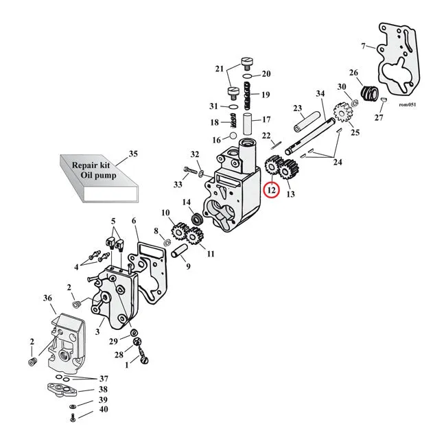 Jims, Return Gear, Driven. Oil Pump Harley-Davidson