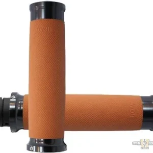 Custom Contour Grips Black Tan 7/8" Anodized Throttle Wire Harley-Davidson