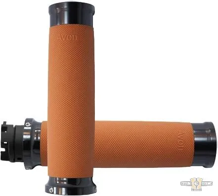Custom Contour Grips Black Tan 7/8" Anodized Throttle Wire Harley-Davidson