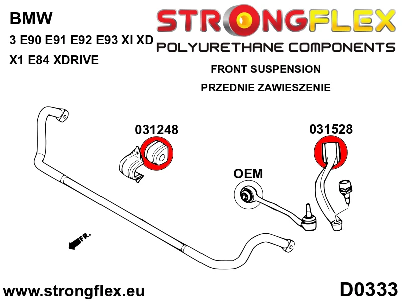 Full suspension polyurethane bush kit - BMW > Serie 3 > V E90 / E91 / E92 / E93 > E90 / E91 / E92 xi / xd