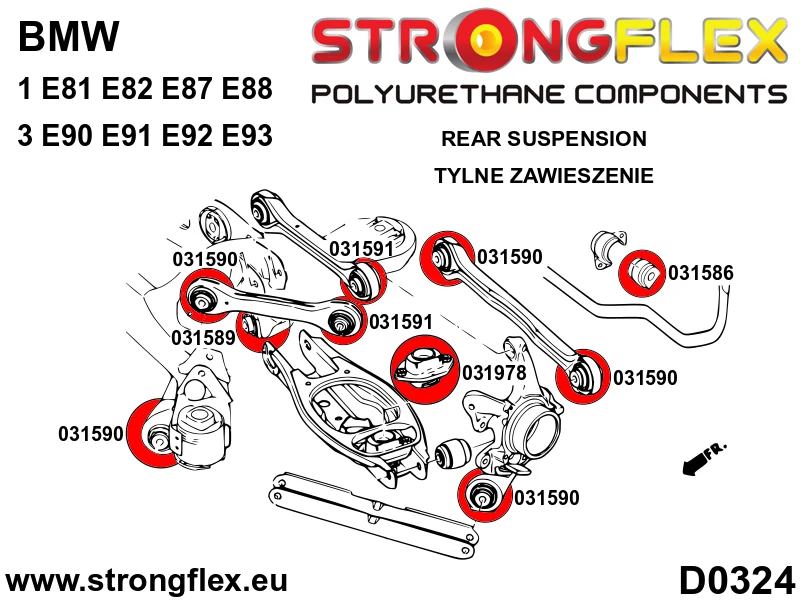 Full suspension polyurethane bush kit - BMW > Serie 3 > V E90 / E91 / E92 / E93 > E90 / E91 / E92 xi / xd