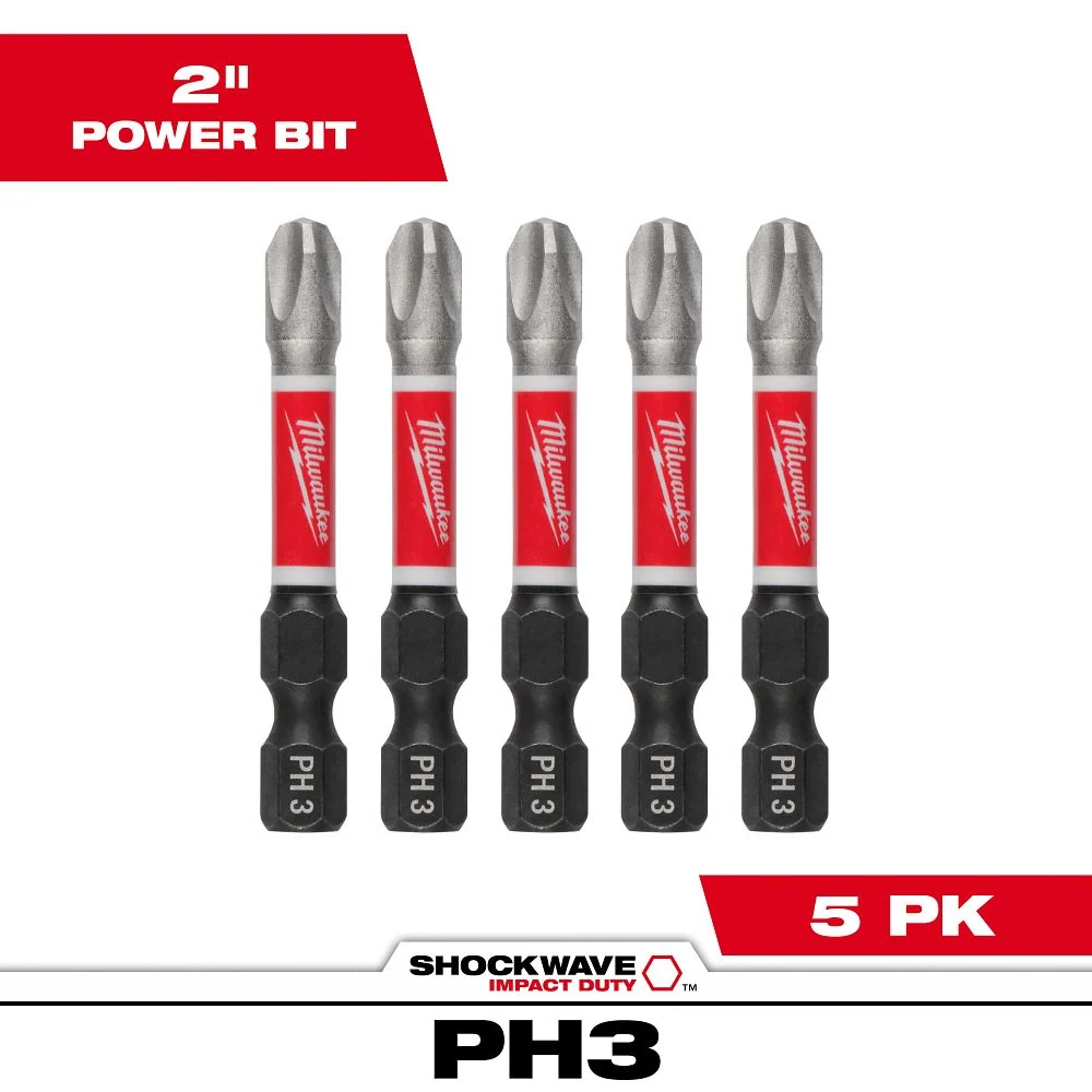 Milwaukee Tools 2" PH3 Impact Driver Bit 5 Pack 48-32-4639