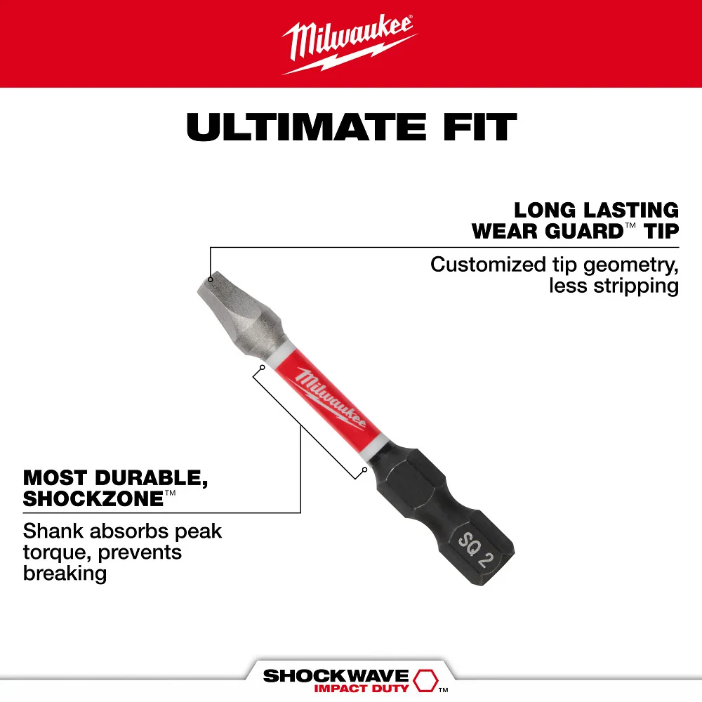 Milwaukee Tools Shockwave Power Bit SQ Recess 48-32-4796