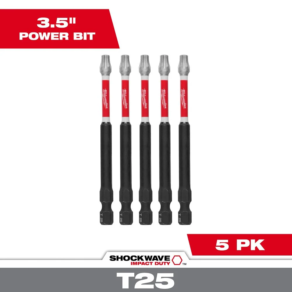 Milwaukee Tools 35" T25 Impact Driver Bit 5 Pack 48-32-4579