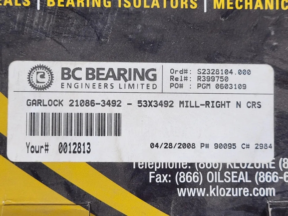 Oil Seal 21086-3492, 53X3492, 7"x8"x0.63"