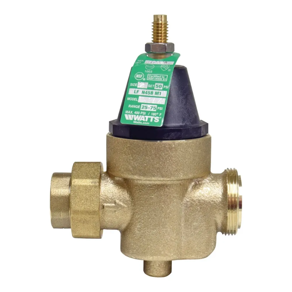 Watts LFN45BM1-U 3/4 3/4 Lead Free Water Pressure Reducing Valve, NPT Union x FPT, Adjust 25-75 p