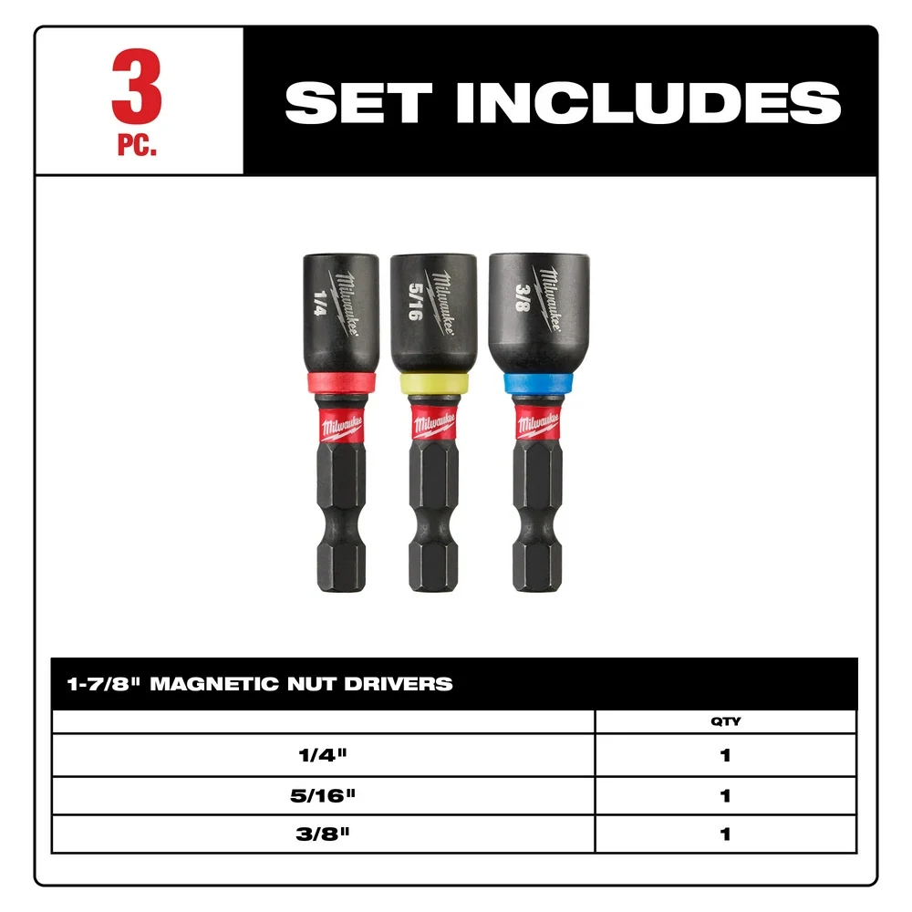 MILWAUKEE SHOCKWAVE IMPACT DUTY™ 1-7/8" Magnetic Nut Driver Set