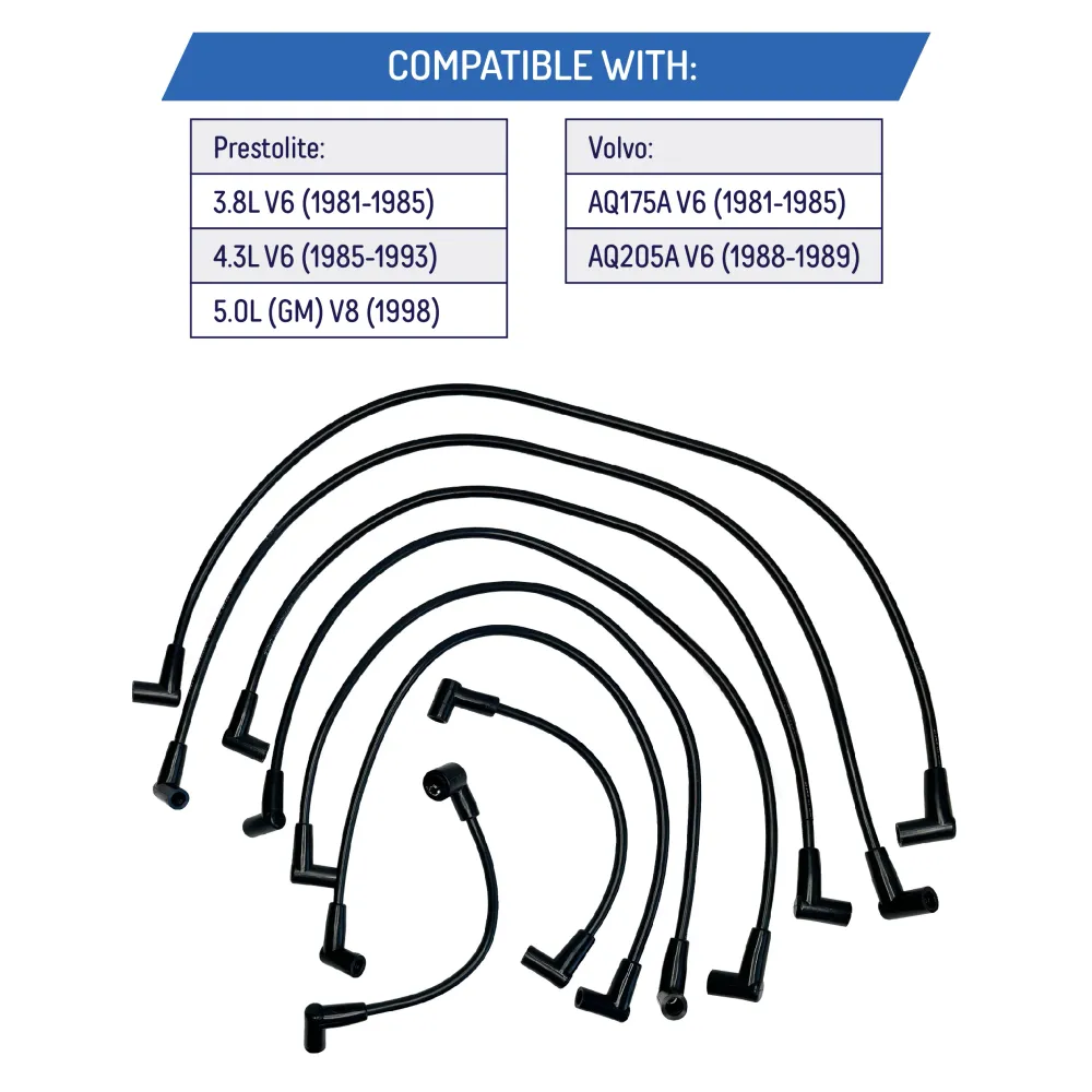 Spark Plug Wire Set Volvo Penta 3.8L, 4.3L V6 - 3888325, 503750, 84-813720A11, 18-8801-1