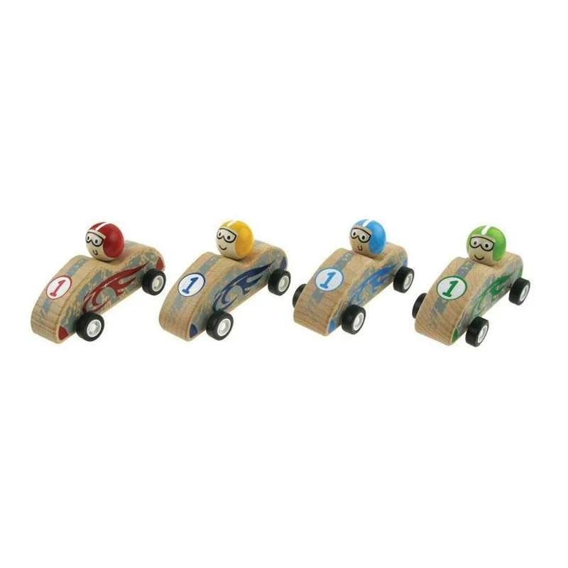 OEM Kwaliteit MaMaMeMo Racer bil i træ med pull back - flere farver