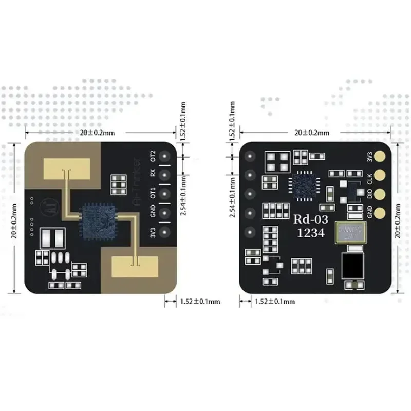 Ai-Thinker Rd 03 24G Millimeter Wave Radar V2 compatible met Pioneer