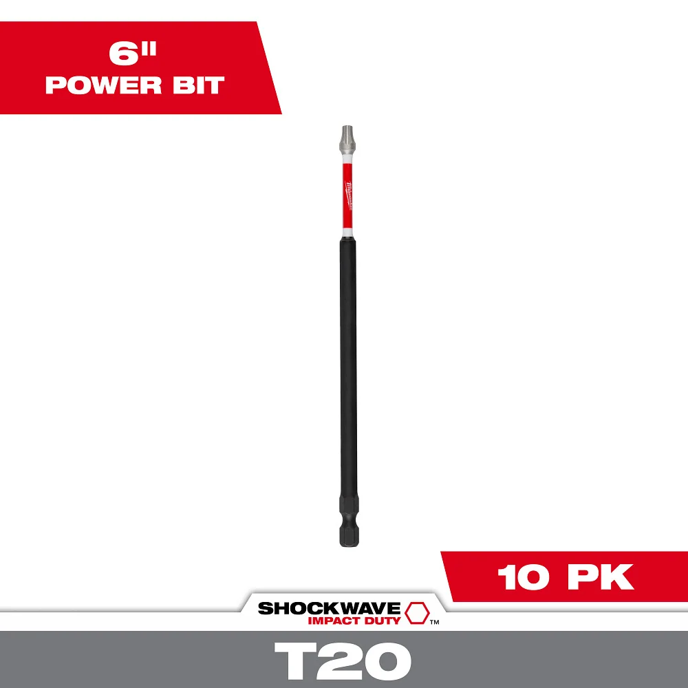 Milwaukee Tools 6" T20 Impact Driver Bit 10 Pack 48-32-4245