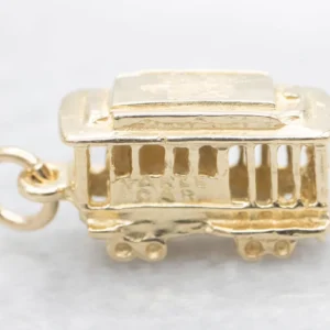 Vintage Gold Cable Car Charm