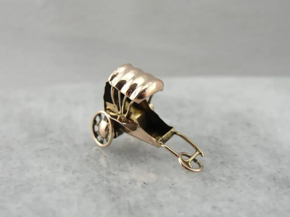 Rickshaw Rose: Verguld Buggy Charm or Pendant