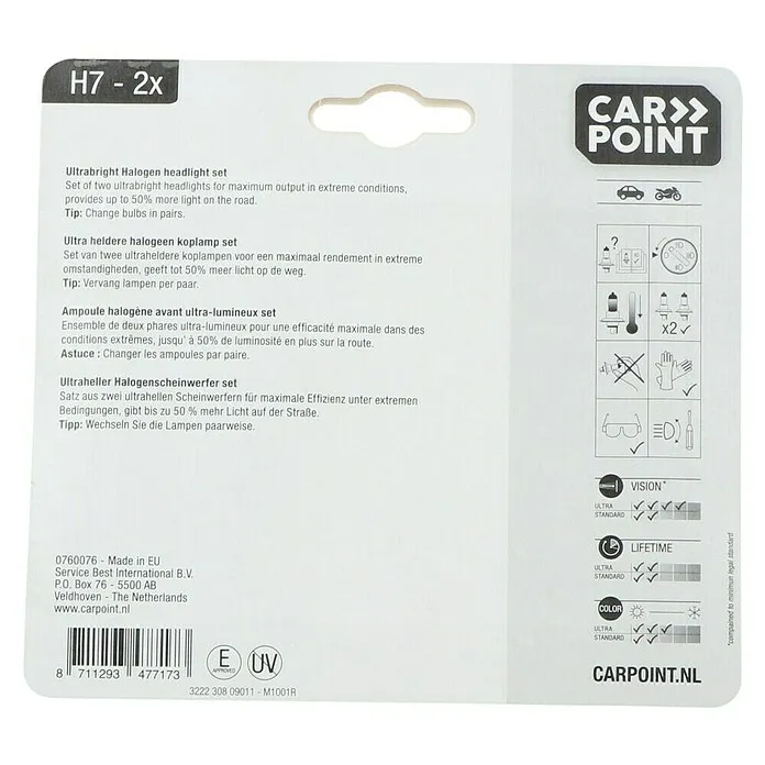 LED Koplamp Carpoint Rem- en achterlichtlampen Ultrabright - H7, 2 st.