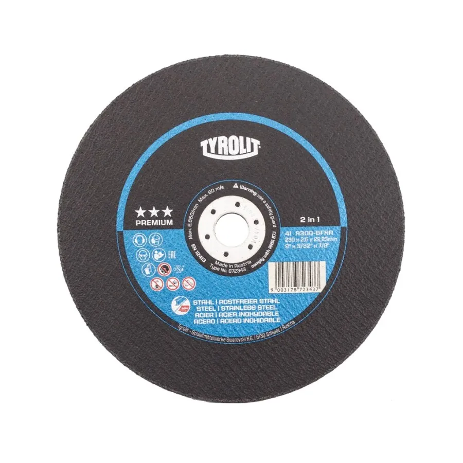 Tyrolit doorslijpschijf - Staal/RVS Gewaardeerd - 230 x 2.5 x 22 mm