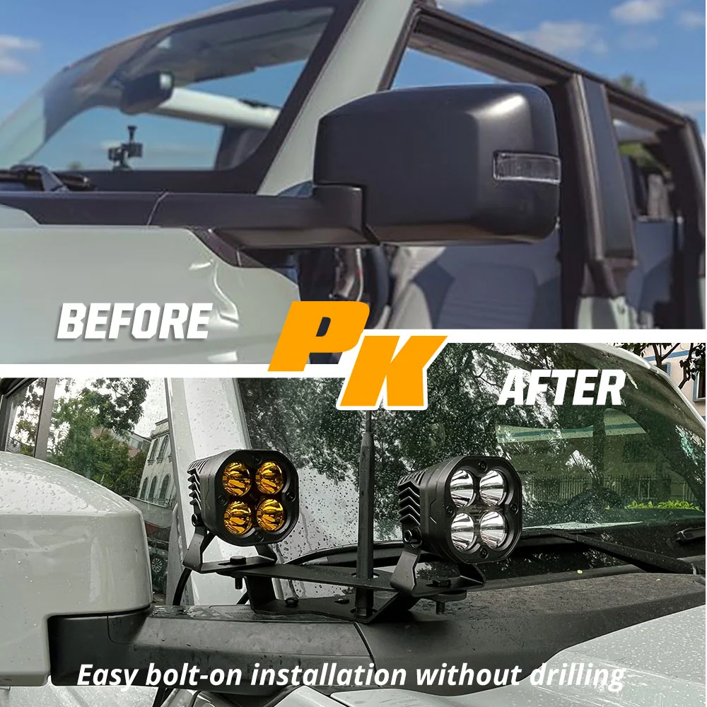 2021-2024 Ford Bronco Dubbel Lamp Mirror/Ditch Light Mounting Brackets(2pcs/Set)