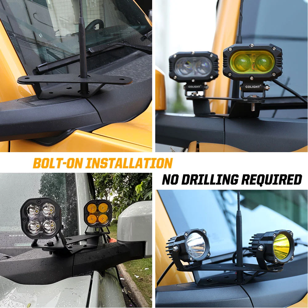 2021-2024 Ford Bronco Dubbel Lamp Mirror/Ditch Light Mounting Brackets(2pcs/Set)
