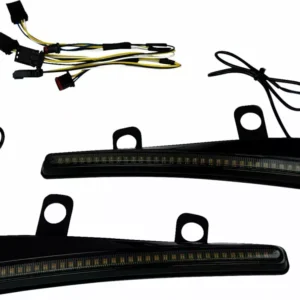 Luz Led Intermitente Moldura De Parabrisas Negra Con Lente SMK Para Harley-Davidson