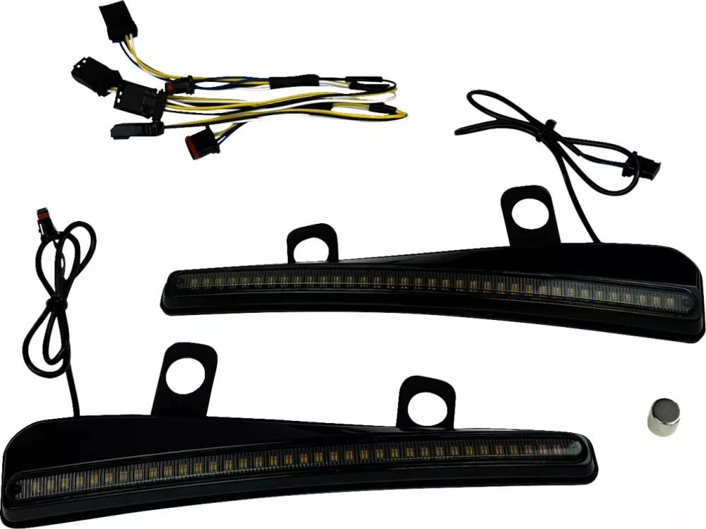 Luz Led Intermitente Moldura De Parabrisas Negra Con Lente SMK Para Harley-Davidson